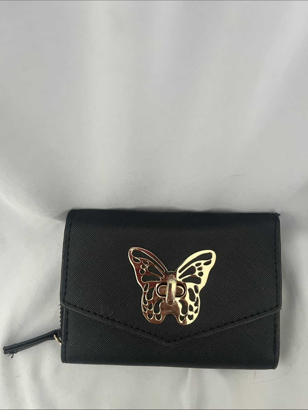 Aldo Black Wallet with Gold Butterfly Accent